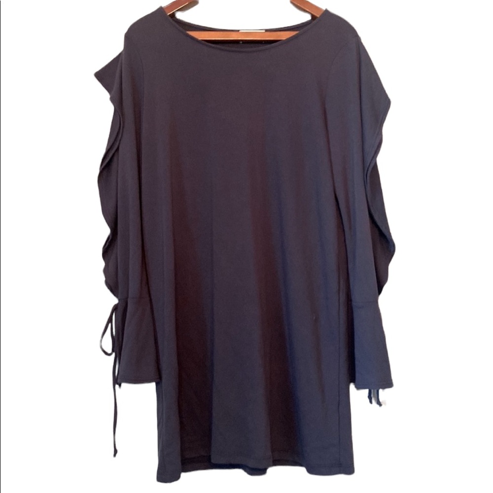 Everly Navy Blue Long Sleeve Tunic Top